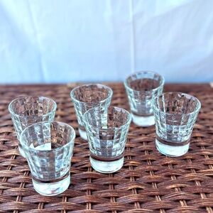 Set of 6 Vintage Luminarc Feather Logo Faceted Shot Glasses – France